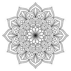 Decorative circle ornament in an ethnic oriental style mandala design for coloring book page