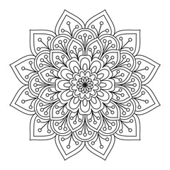simple geometric flower mandala coloring pages