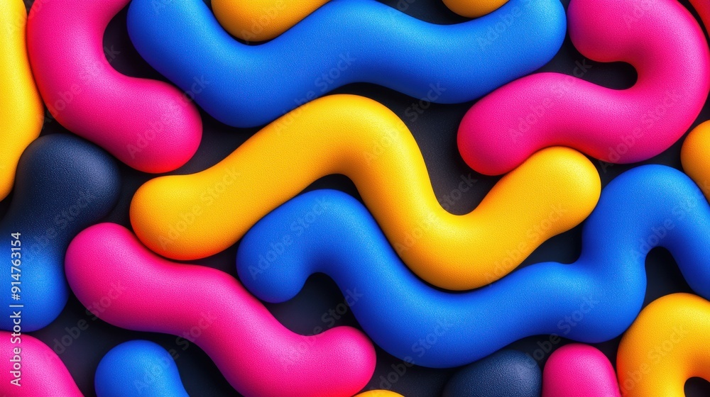 Poster Vibrant Abstract Wavy Patterns in Bright Colors