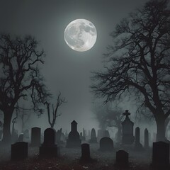 halloween night scene with moon