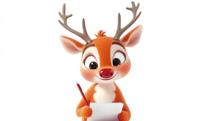 Fototapeta premium Deer writing a letter 