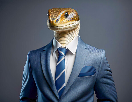 Generated image of snake in jacket and tie.