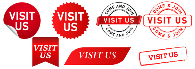 visit us contact checking web blog social media place travel design icon stamp collection