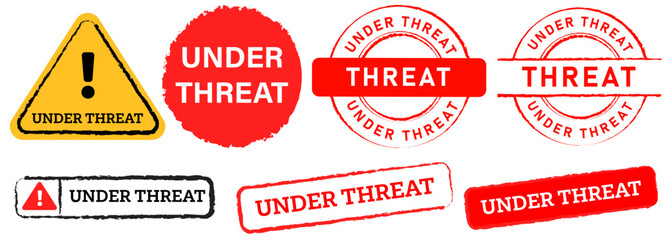 under threat threatening scared afraid discrimination pressure stamp icon design collection