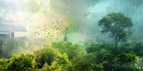 Obraz premium Urban vs. Nature: Balancing Development and Environmental Sustainability