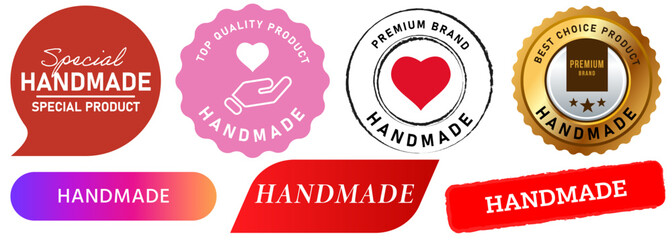 handmade products work crafted manually design quality icon stamp collection