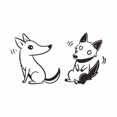 isolated black silhouette of a dog collection, Set of dog silhouette vector. Dogs and puppies in different breed, corgi, golden retriever, poses, sitting, standing