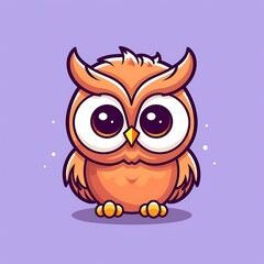 Fototapeta premium Cute Cartoon Owl With Big Eyes