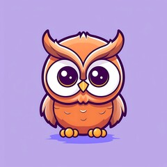 Fototapeta premium Cute Cartoon Owl Illustration With Big Eyes