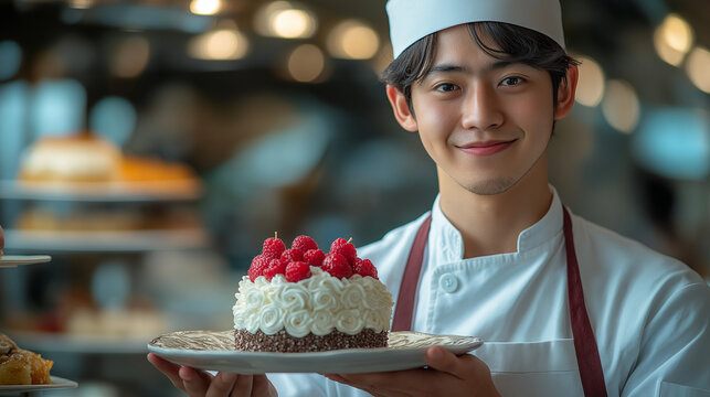 パティシエの若い男性