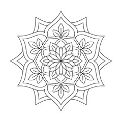 Simple Floral Mandala Frame Circle Frame Isolated design for kids book