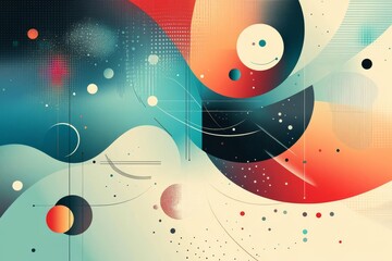 Obraz premium An abstract illustration combining retro elements with futuristic digital enhancements, creating a fusion of past and present Illustration