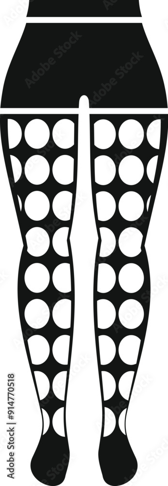 Poster Black and white silhouette of woman legs wearing polka dot tights