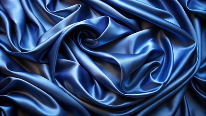 Fototapeta premium This captivating background features a luxurious navy blue silk fabric with soft folds and a subtle color gradient, creating a visually striking and elegant design.