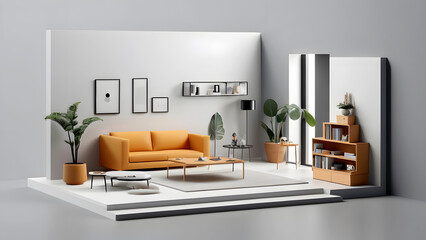 This is a miniature-style illustration of a living room (interior). In this page, We offer the clip art of interior and interior decoration.