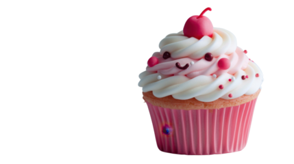 Cute character cupcake lovely on transparent background