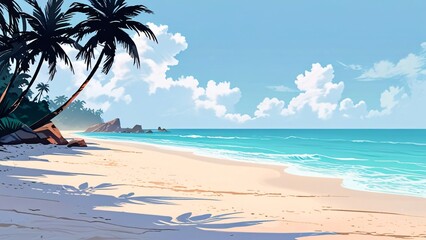 Obraz premium summer holiday vocation on the beach illustration.summer background theme 