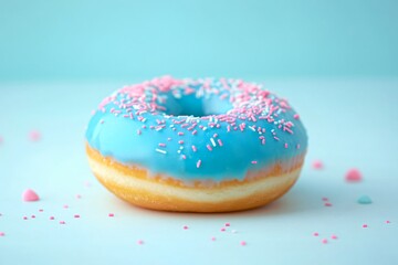 Colorful Sprinkled Donut on pastel Background