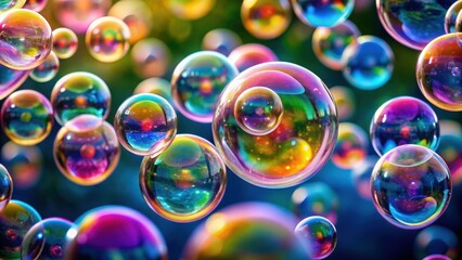 Colorful bubbles floating in the air, bubbles, colorful, floating, vibrant, airy,playful, cheerful, round, multicolored
