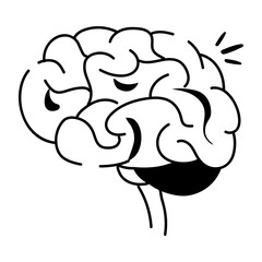 An icon of brain in hand drawn style 
