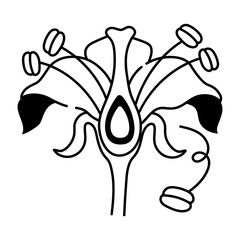 Flower anatomy sketchy style icon 