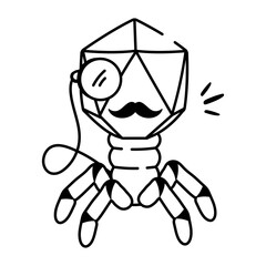 Bacteriophage icon designed in doodle style 