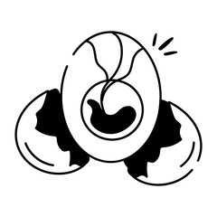 Egg hatching icon designed in doodle style 