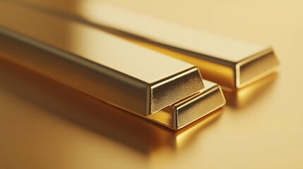 Floating Golden Bars on golden background : Generative AI
