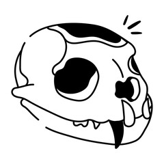 Doodle style icon of animal skull 