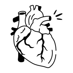Heart icon designed in sketchy style 
