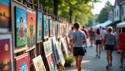 Obraz premium Art Exhibition in a City Street.