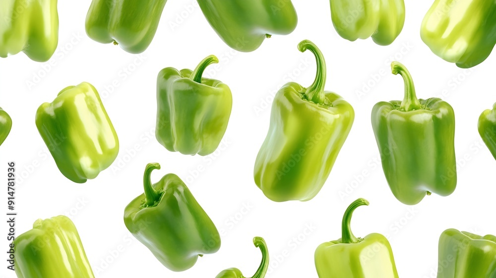 Aufkleber seamless pattern with green pepper vegetables abstract background pepper on the white background : g