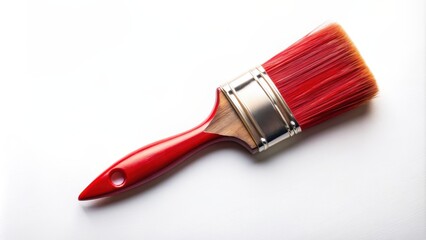 Red paint brush on white background, red, paint brush, white, background, tool, art, supplies, vibrant, creative, studio