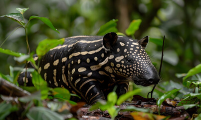 photo tapir with baby in the nature habitat