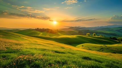 Fototapeta premium Rolling Hills at Sunset