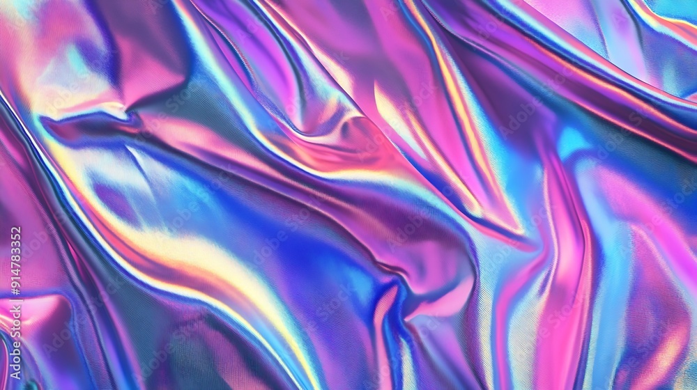 Poster processed collage of iridescent fabric trendy cloth holographic texture background for banner backdr