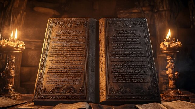 The tablets with the Ten Commandments of the Bible : Generative AI