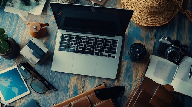Business travelRemote work freelancer works remotely business travelworkationremotely workwork life balancedigital nomadworkationwork travelremot workTravellingWork from vacation remot : Generative AI