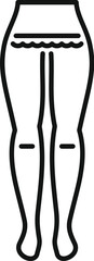 Woman wearing compression stockings with lace top for varicose veins, line drawing icon