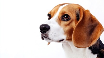 Head shot of a Beagle isolated on white : Generative AI