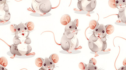 Obraz premium Mouses seamless set ,Generative AI