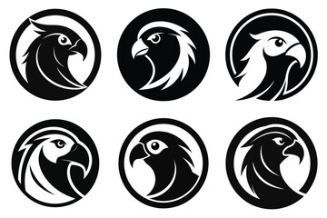 Parrot head in a circle logo icon vector illustration with white background