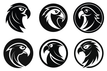 Parrot head in a circle logo icon vector illustration with white background