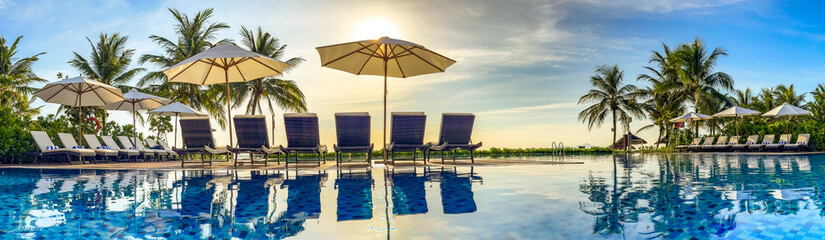 Beach view from pool resort in Da Nang, Vietnam