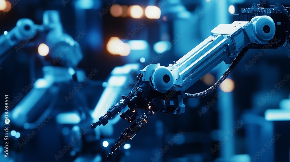 Poster xai smart industry robot arms for digital factory production technology showing automation manufactu