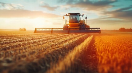 Fototapeta premium Autonomous harvester on the field Digital transformation in agriculture : Generative AI