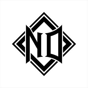 recommend clip art: ND Letter logo with abstract shield shape with square black outline on white background design
