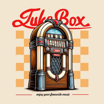 Retro jukebox colorful vintage Illustration