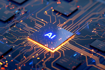 electronic circuit board with AI chip processor