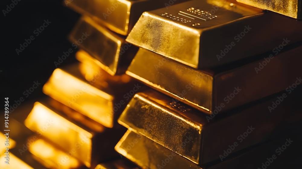 Poster close up stack gold barsconcept of success in business and finance : generative ai